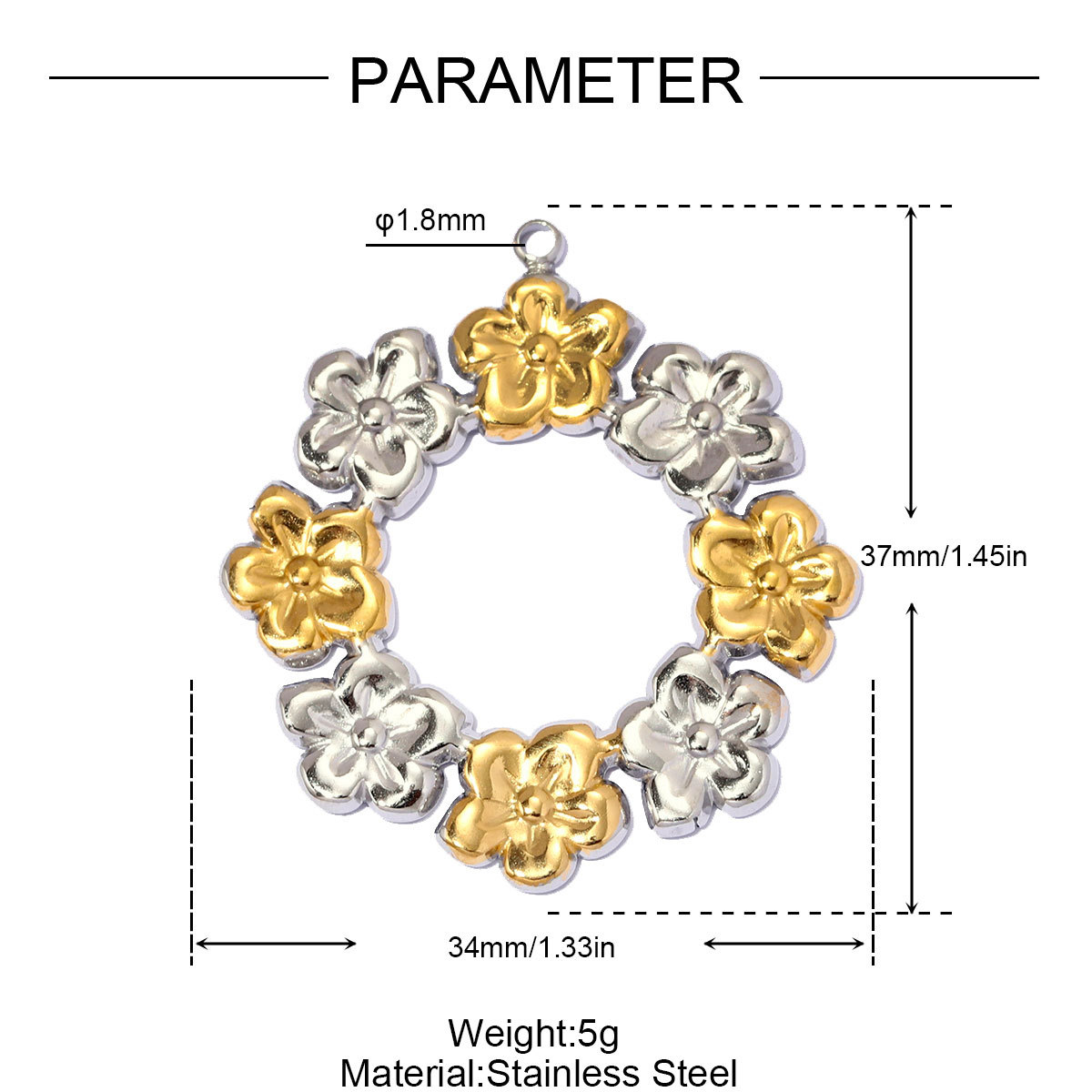 6pcs/pack Large Stainless Steel Enamel Eye DIY Earring Charms Flower Garland Necklace Pendant Woman Heart Sun Jewelry Wholesale