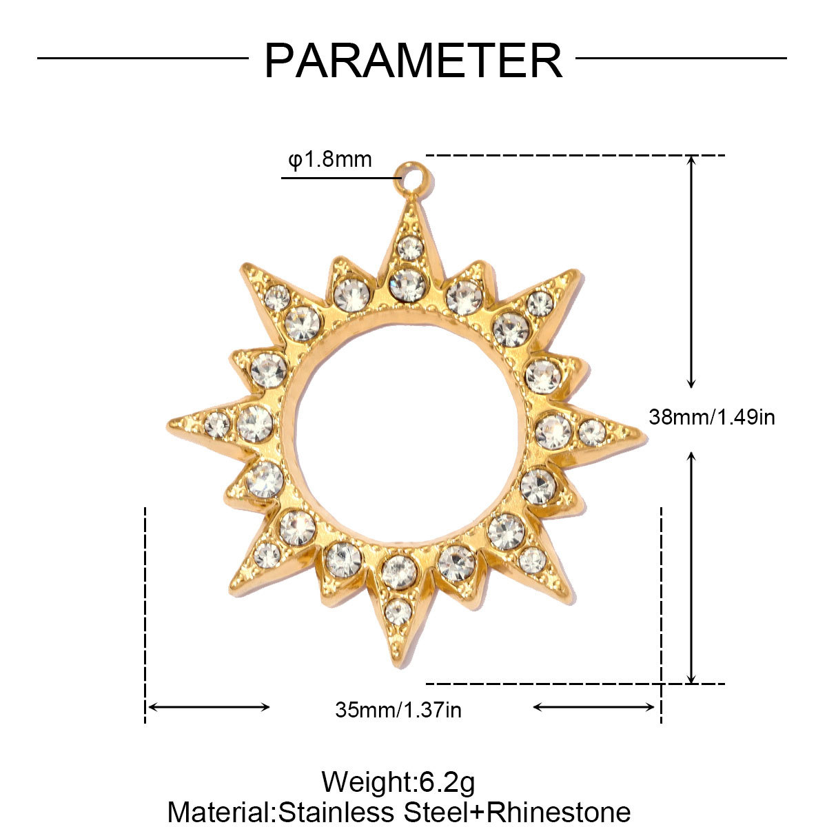 6pcs/pack Large Stainless Steel Enamel Eye DIY Earring Charms Flower Garland Necklace Pendant Woman Heart Sun Jewelry Wholesale