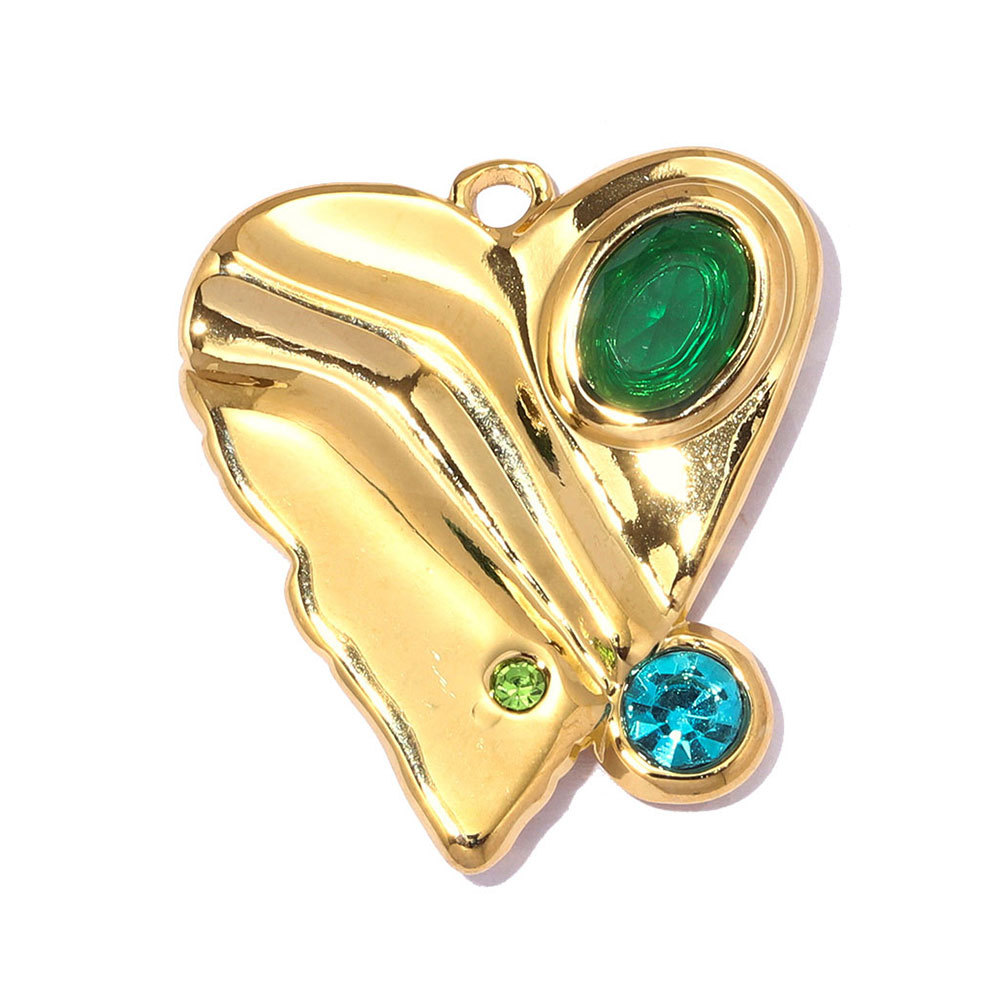 6pcs/pack Stainless Steel Zircon Love Heart DIY Earring Charms Owl Turtle Necklace Pendant Woman Bowknot Jewelry Wholesale