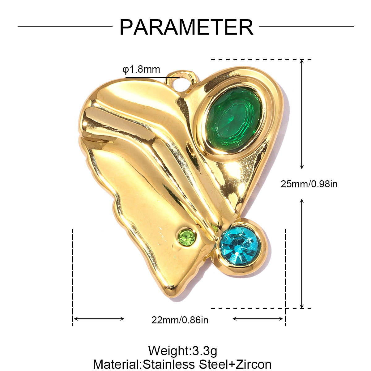 6pcs/pack Stainless Steel Zircon Love Heart DIY Earring Charms Owl Turtle Necklace Pendant Woman Bowknot Jewelry Wholesale