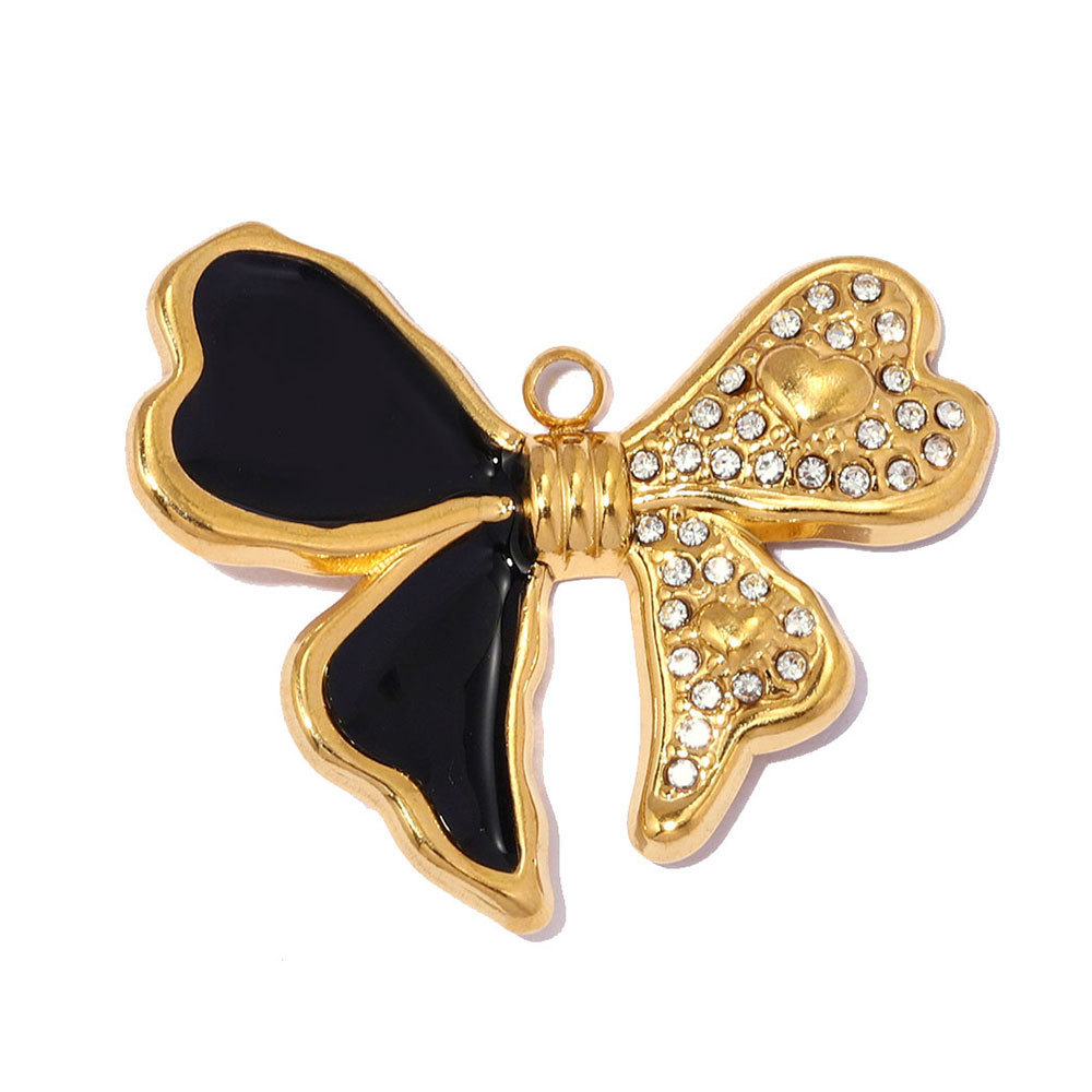 6pcs/pack Stainless Steel Zircon Love Heart DIY Earring Charms Owl Turtle Necklace Pendant Woman Bowknot Jewelry Wholesale