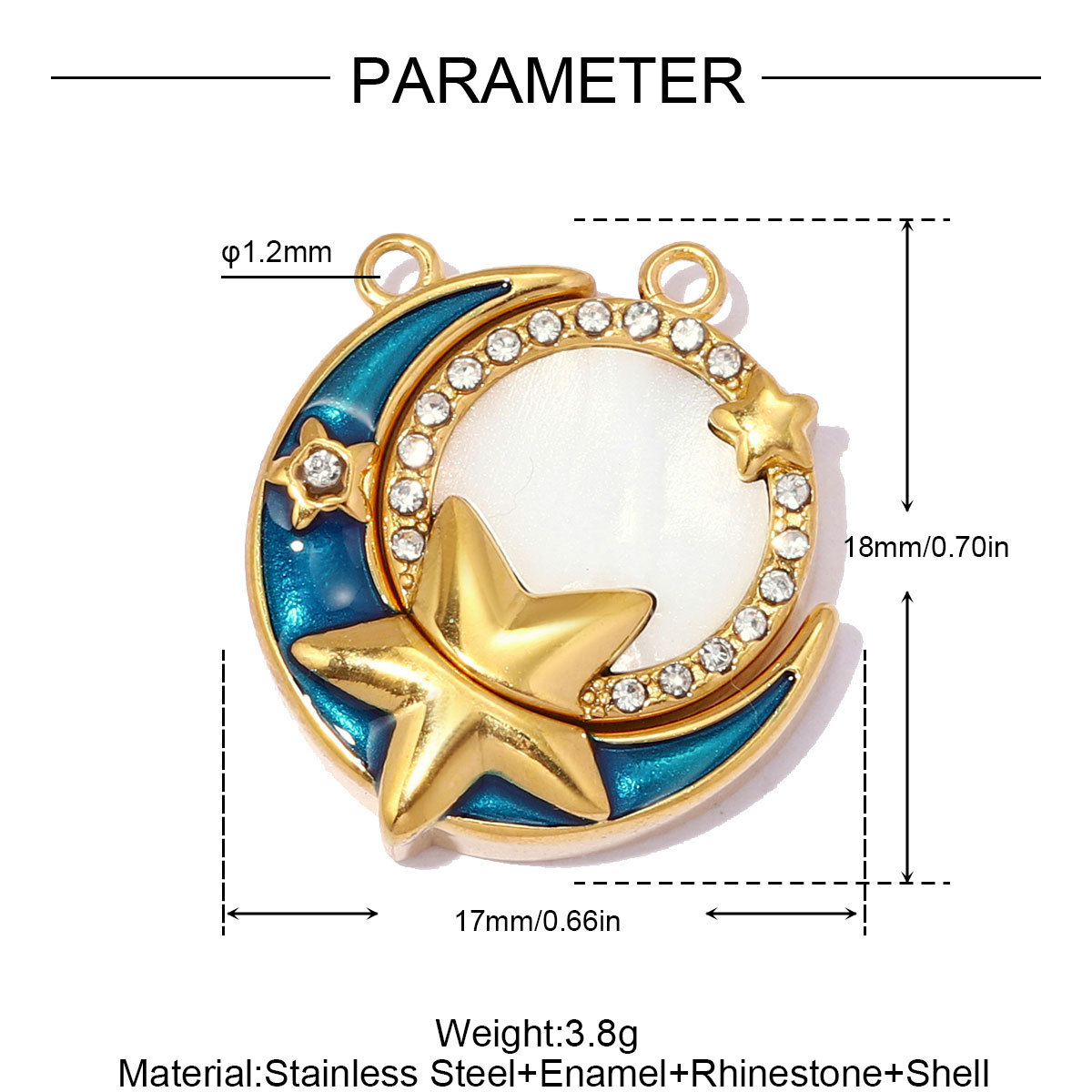 6pcs/pack Stainless Steel Zircon Star Crescent Moon DIY Charms Hollow Heart Necklace Pendant Woman Oval Circle Jewelry Wholesale
