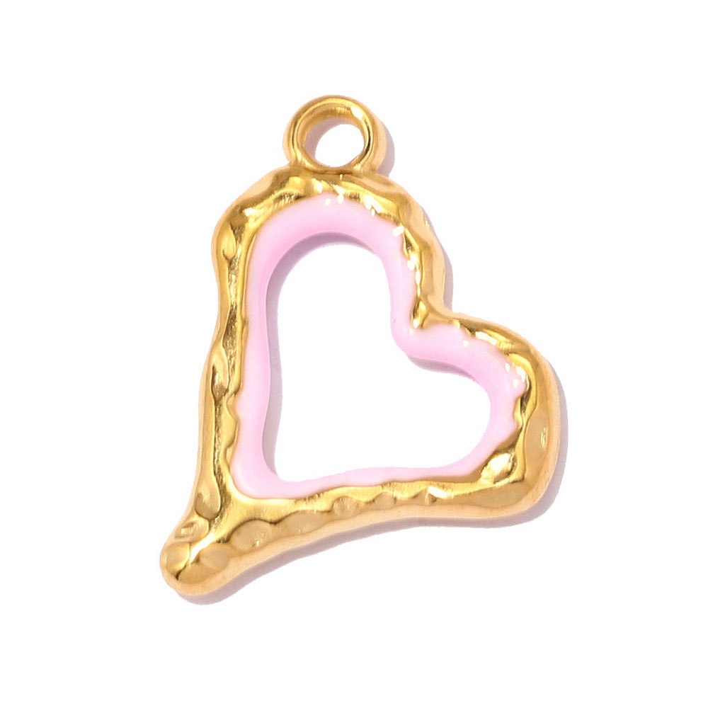 6pcs/pack Stainless Steel Zircon Star Crescent Moon DIY Charms Hollow Heart Necklace Pendant Woman Oval Circle Jewelry Wholesale