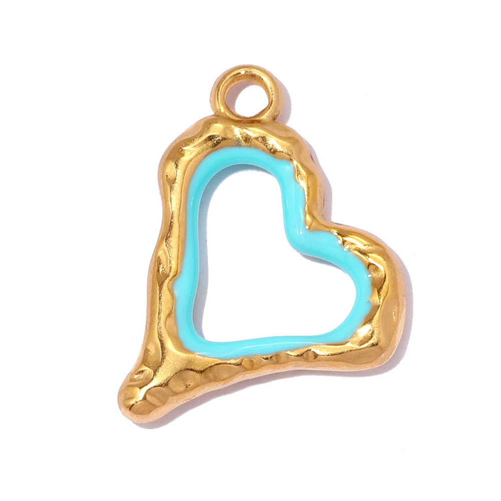 6pcs/pack Stainless Steel Zircon Star Crescent Moon DIY Charms Hollow Heart Necklace Pendant Woman Oval Circle Jewelry Wholesale