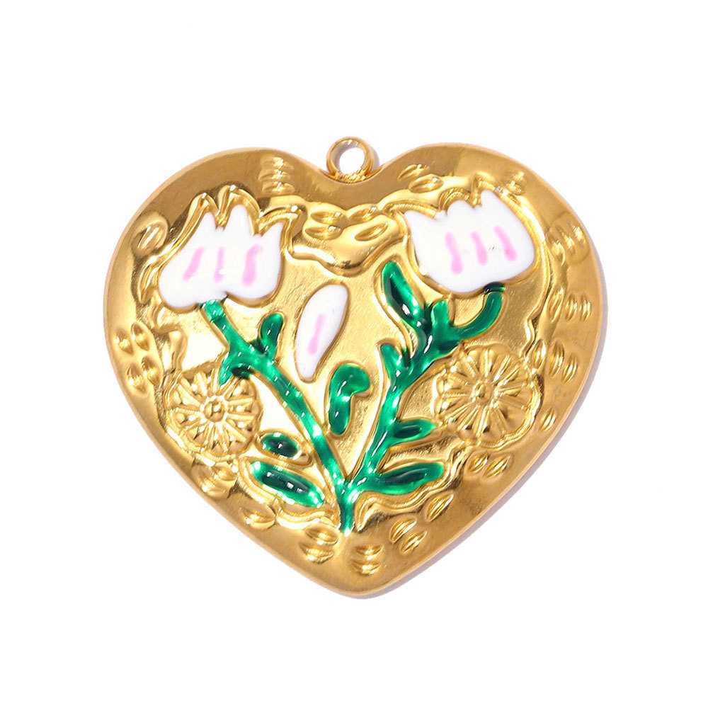 6pcs/pack Fashion Stainless Steel Rose Flower DIY Earring Charms Love Heart Necklace Pendants Woman Evil Eye Jewelry Wholesale