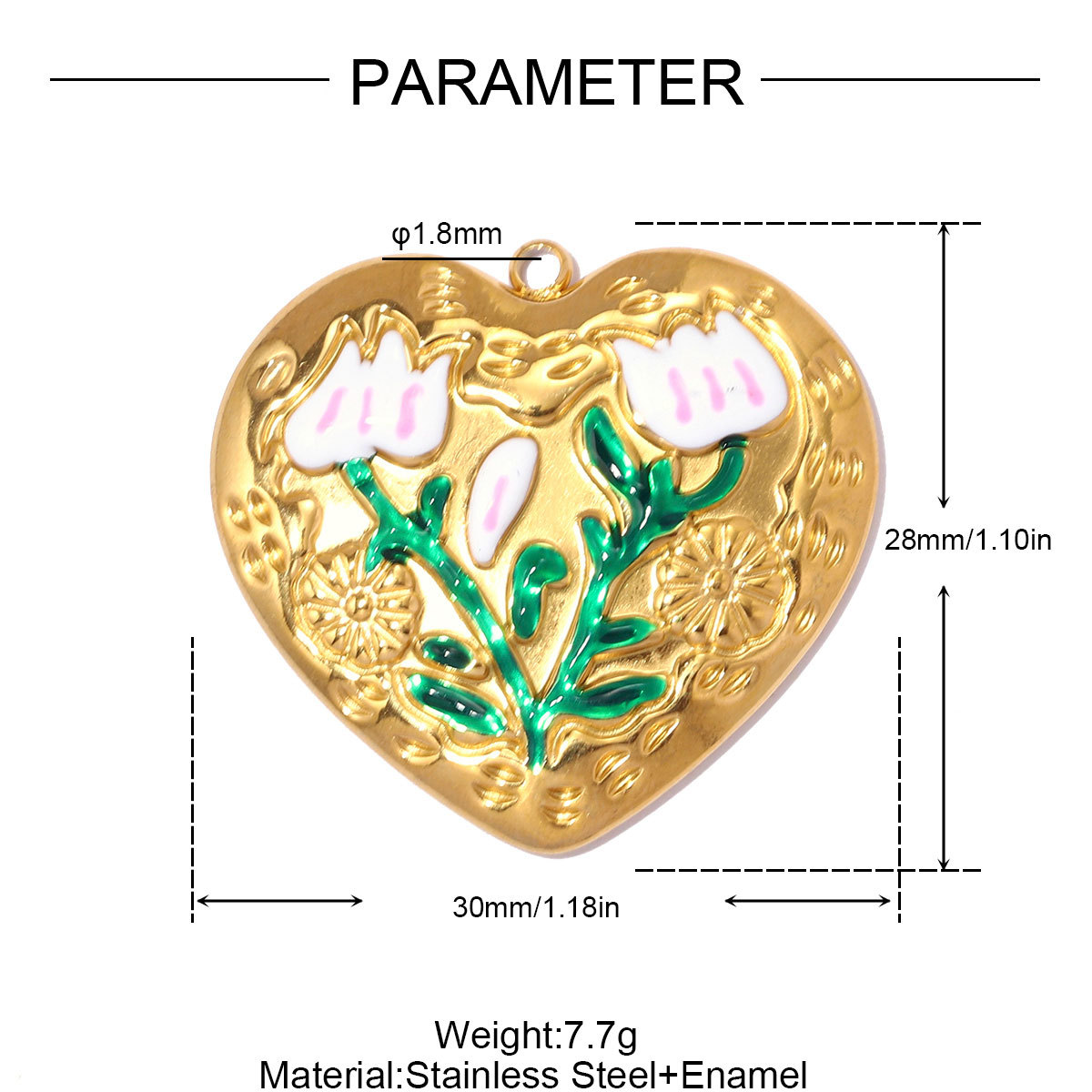 6pcs/pack Fashion Stainless Steel Rose Flower DIY Earring Charms Love Heart Necklace Pendants Woman Evil Eye Jewelry Wholesale