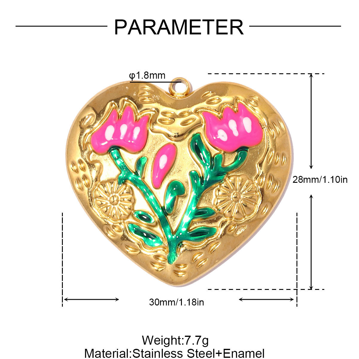 6pcs/pack Fashion Stainless Steel Rose Flower DIY Earring Charms Love Heart Necklace Pendants Woman Evil Eye Jewelry Wholesale