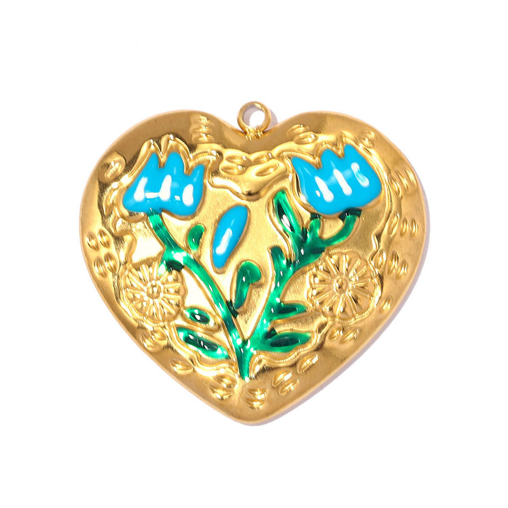 6pcs/pack Fashion Stainless Steel Rose Flower DIY Earring Charms Love Heart Necklace Pendants Woman Evil Eye Jewelry Wholesale