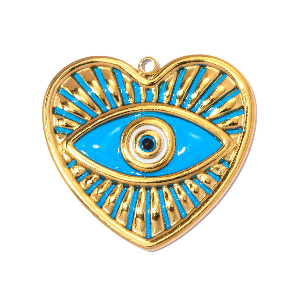 6pcs/pack Fashion Stainless Steel Rose Flower DIY Earring Charms Love Heart Necklace Pendants Woman Evil Eye Jewelry Wholesale