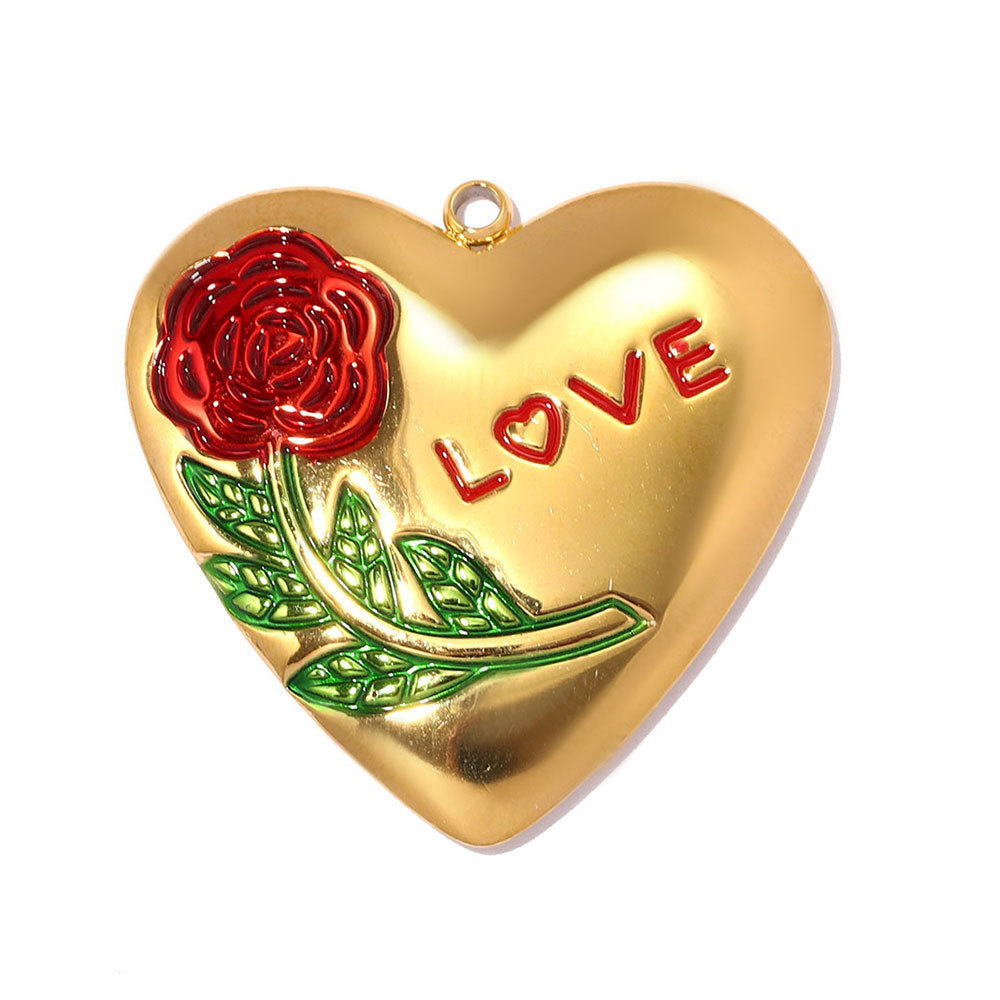 6pcs/pack Fashion Stainless Steel Rose Flower DIY Earring Charms Love Heart Necklace Pendants Woman Evil Eye Jewelry Wholesale
