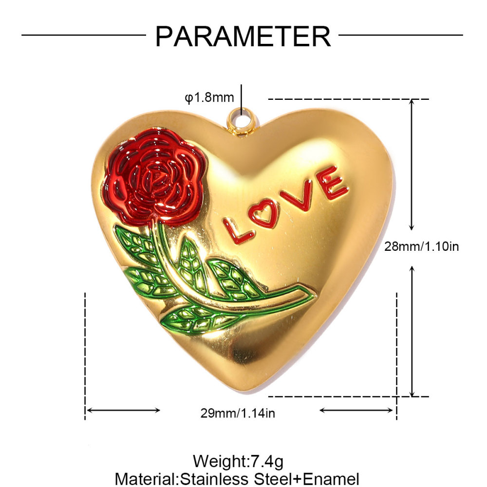 6pcs/pack Fashion Stainless Steel Rose Flower DIY Earring Charms Love Heart Necklace Pendants Woman Evil Eye Jewelry Wholesale