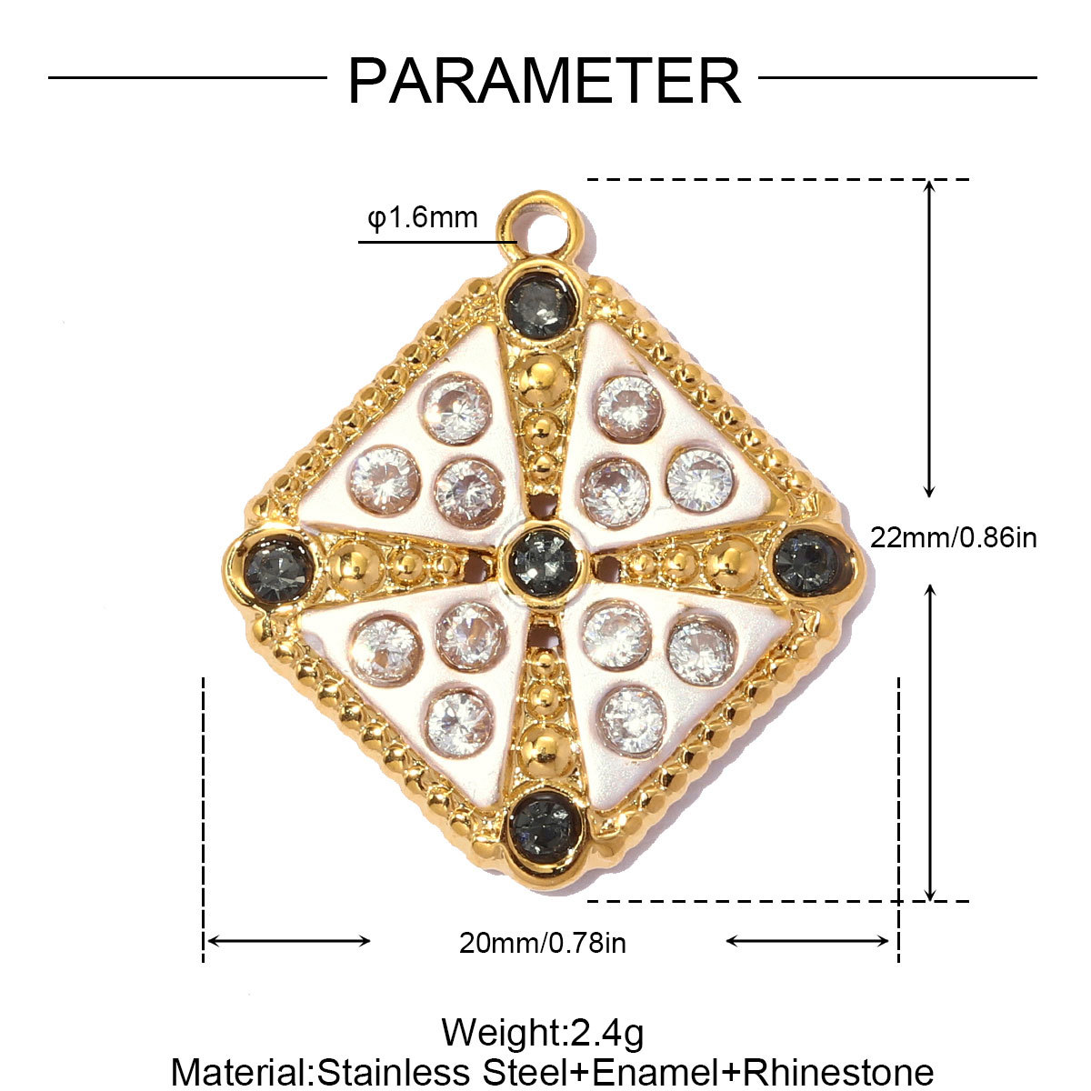 6pcs/pack Stainless Steel Irregular Love Heart DIY Charms Lucky Flower Necklace Pendants Woman Zircon Cross Jewelry Wholesale