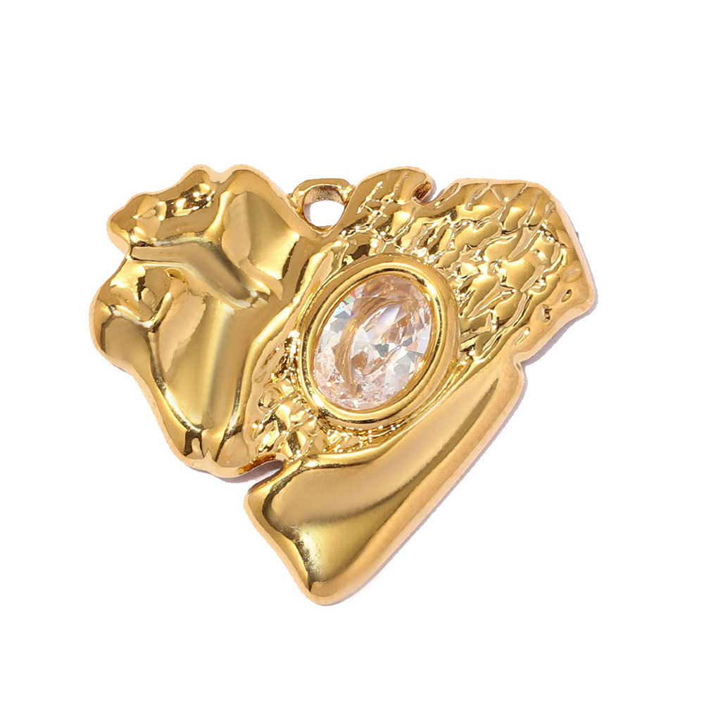 6pcs/pack Stainless Steel Irregular Love Heart DIY Charms Lucky Flower Necklace Pendants Woman Zircon Cross Jewelry Wholesale