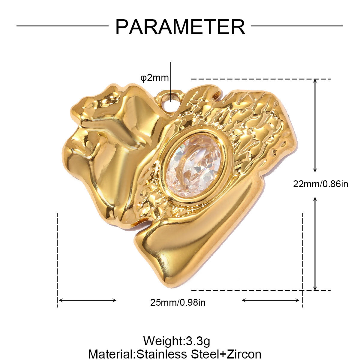 6pcs/pack Stainless Steel Irregular Love Heart DIY Charms Lucky Flower Necklace Pendants Woman Zircon Cross Jewelry Wholesale