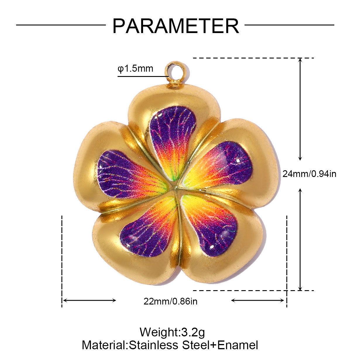 6pcs/pack Stainless Steel Irregular Love Heart DIY Charms Lucky Flower Necklace Pendants Woman Zircon Cross Jewelry Wholesale