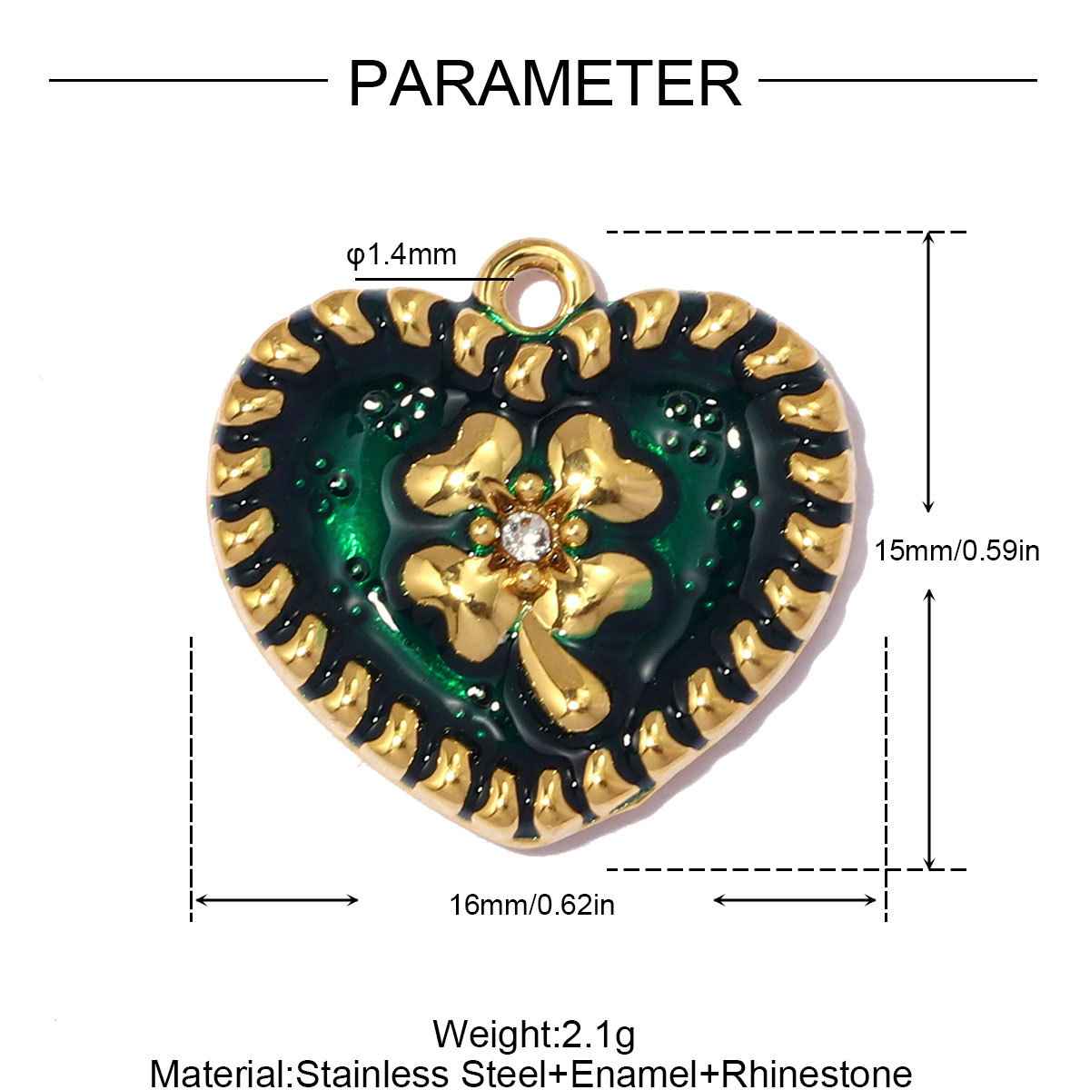 6pcs/pack Stainless Steel Enamel Strawberry Airplane DIY Charms Clover Heart Necklace Pendants Woman Horseshoe Jewelry Wholesale