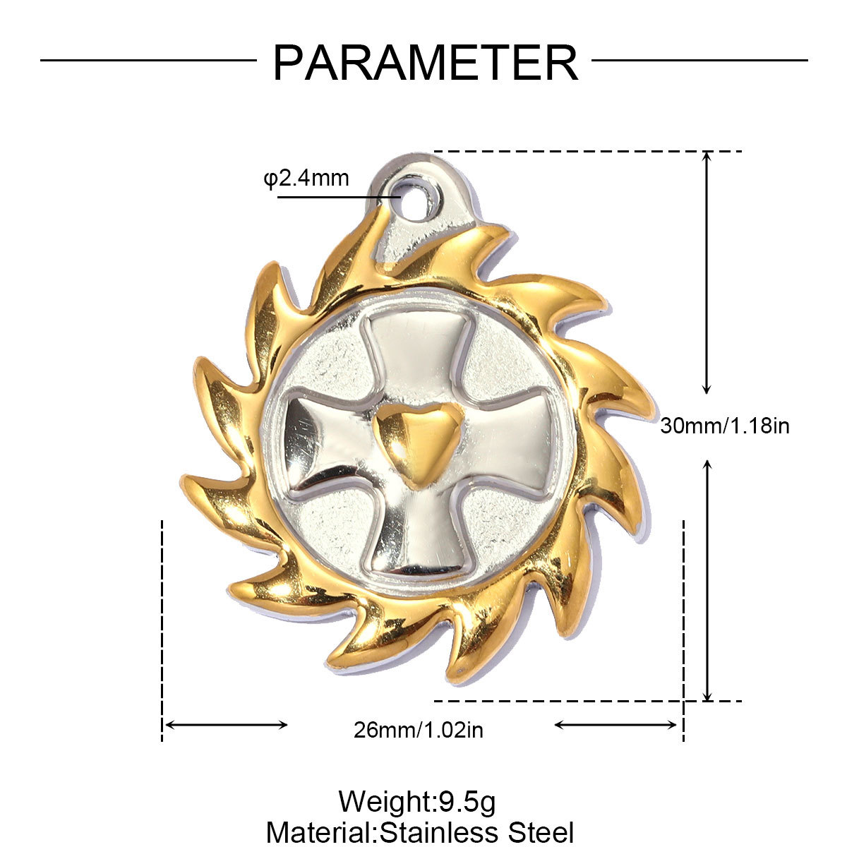 6pcs/pack Stainless Steel Cross Crescent Moon DIY Charms Flower Leaf Necklace Pendants Woman Heart Butterfly Jewelry Wholesale
