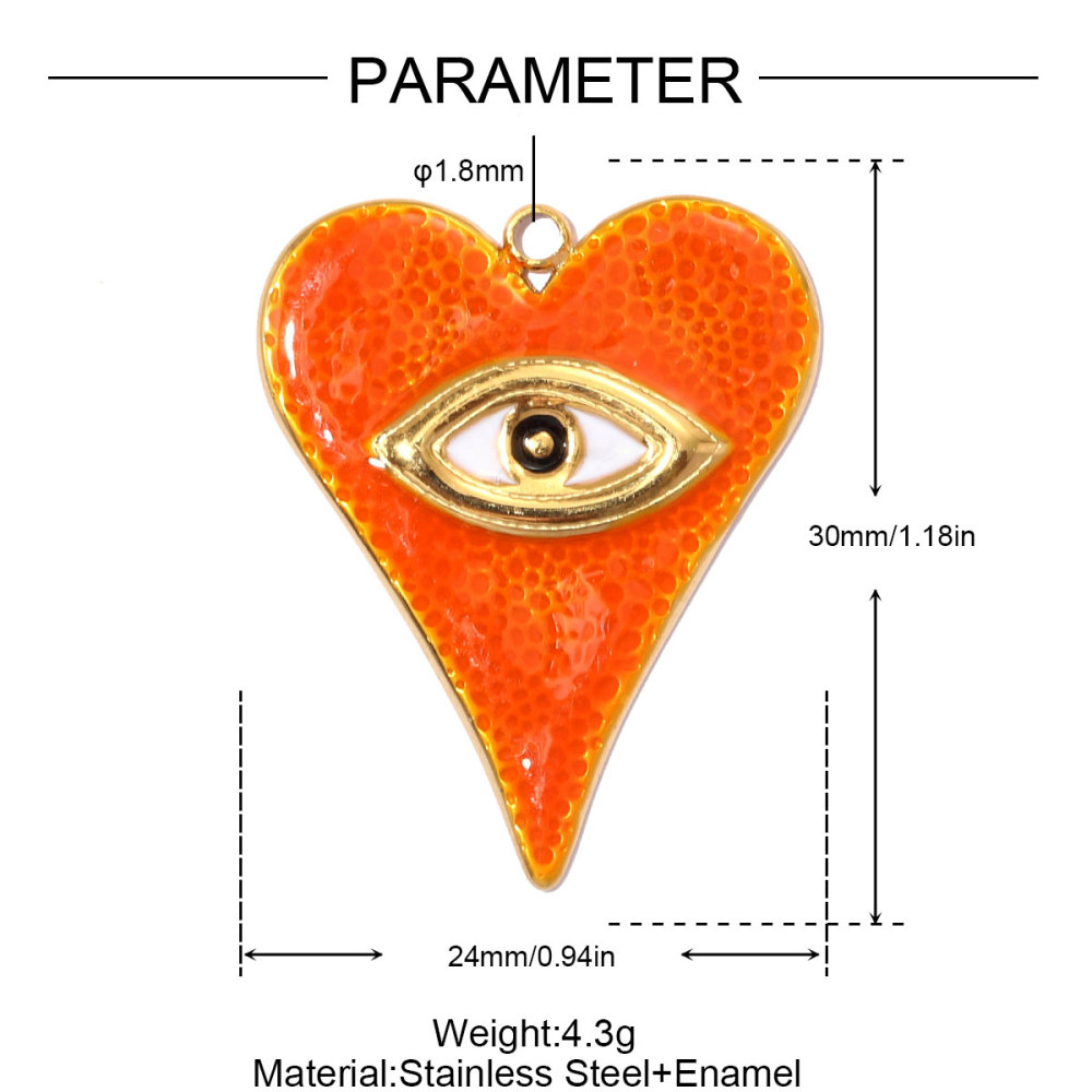 6pcs/pack Stainless Steel Apple Pear Orange DIY Charms Ginkgo Leaf Bird Necklace Pendants Woman Heart Evil Eye Jewelry Wholesale