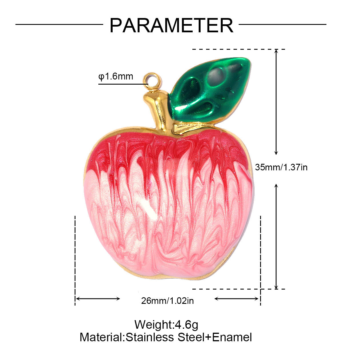 6pcs/pack Stainless Steel Apple Pear Orange DIY Charms Ginkgo Leaf Bird Necklace Pendants Woman Heart Evil Eye Jewelry Wholesale