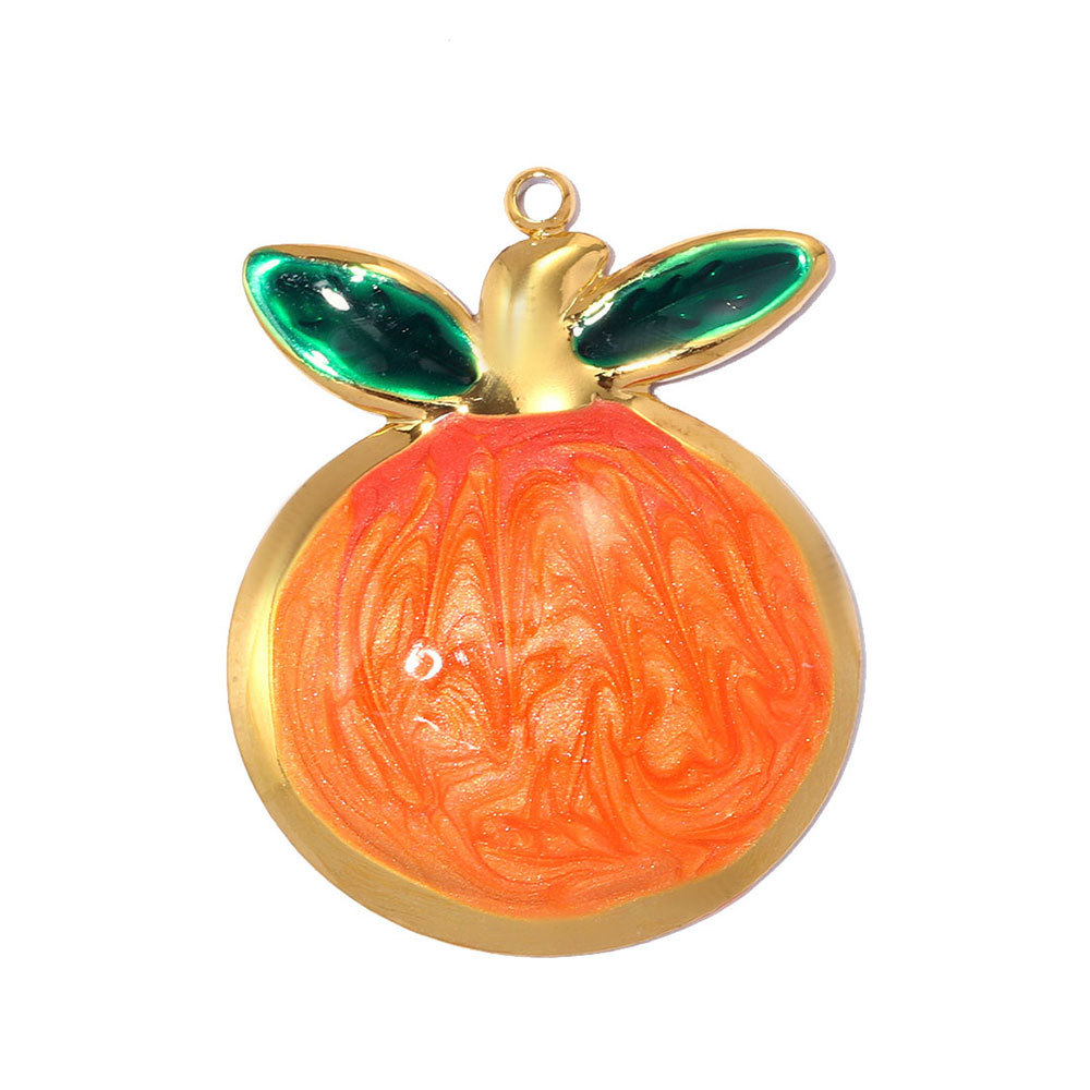6pcs/pack Stainless Steel Apple Pear Orange DIY Charms Ginkgo Leaf Bird Necklace Pendants Woman Heart Evil Eye Jewelry Wholesale