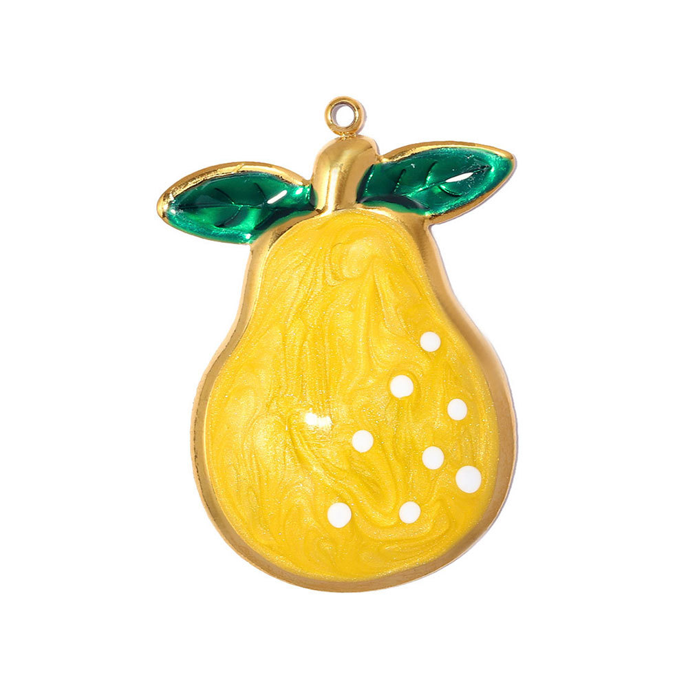 6pcs/pack Stainless Steel Apple Pear Orange DIY Charms Ginkgo Leaf Bird Necklace Pendants Woman Heart Evil Eye Jewelry Wholesale