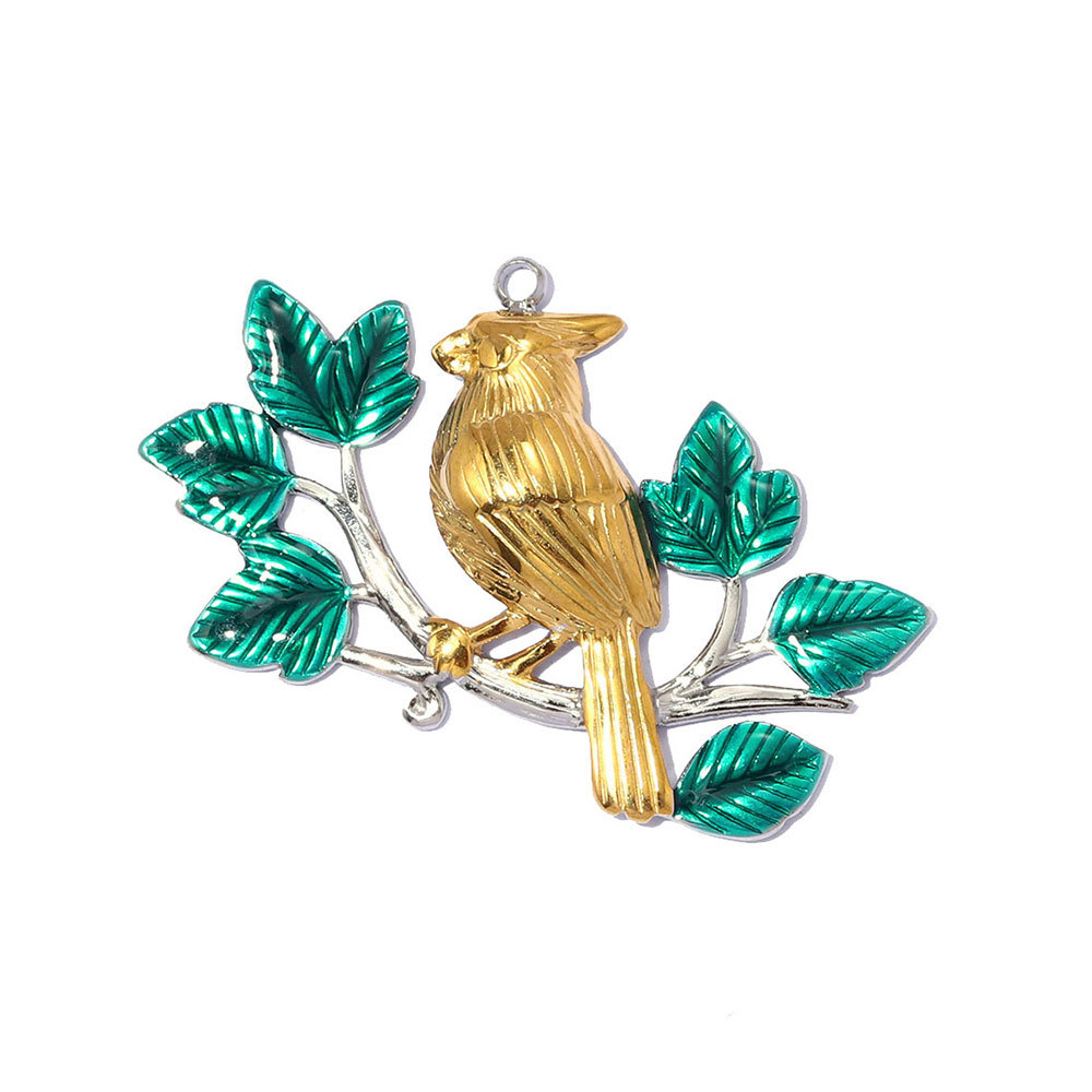 6pcs/pack Stainless Steel Apple Pear Orange DIY Charms Ginkgo Leaf Bird Necklace Pendants Woman Heart Evil Eye Jewelry Wholesale