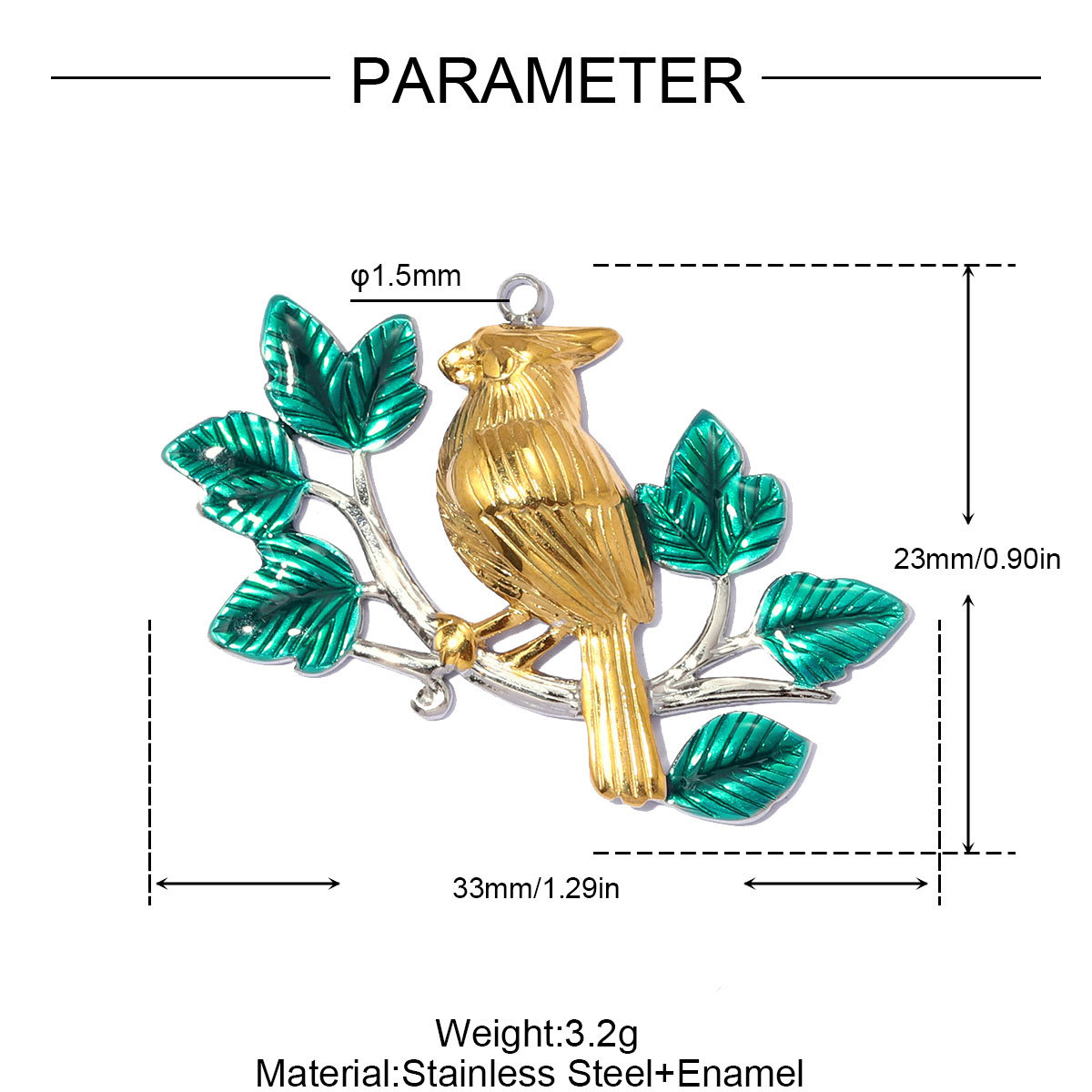 6pcs/pack Stainless Steel Apple Pear Orange DIY Charms Ginkgo Leaf Bird Necklace Pendants Woman Heart Evil Eye Jewelry Wholesale
