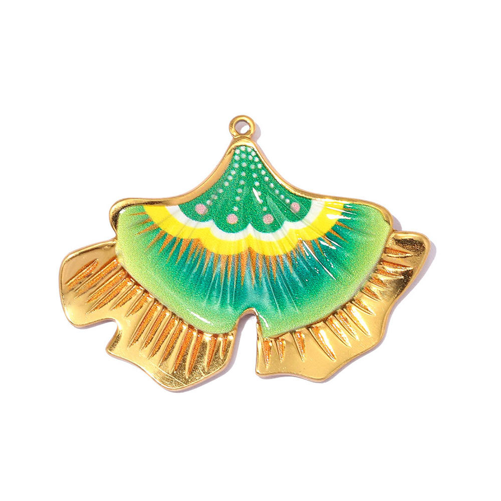 6pcs/pack Stainless Steel Apple Pear Orange DIY Charms Ginkgo Leaf Bird Necklace Pendants Woman Heart Evil Eye Jewelry Wholesale