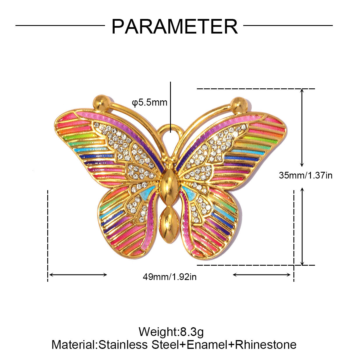 6pcs/pack Stainless Steel Magpie Leaf DIY Charms Enamel Butterfly Starfish Necklace Pendants Woman Oval Evil Eye Jewelry Wholesale