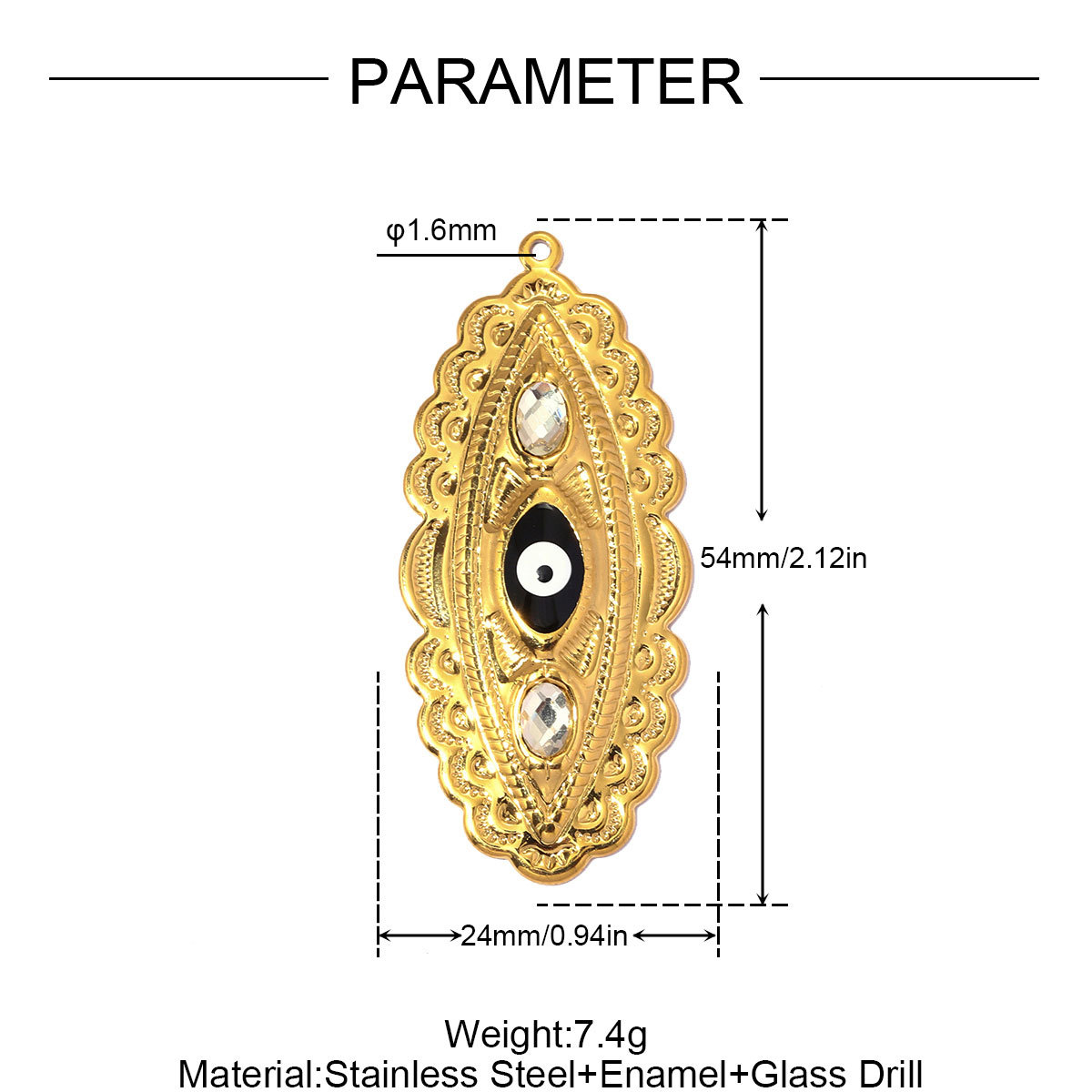 6pcs/pack Stainless Steel Magpie Leaf DIY Charms Enamel Butterfly Starfish Necklace Pendants Woman Oval Evil Eye Jewelry Wholesale