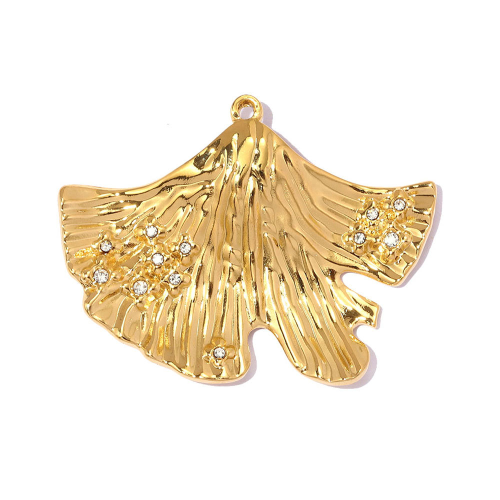 6pcs/pack Stainless Steel Enamel Flower Rudder DIY Charm Rhinestone Ginkgo Leaf Necklace Pendants Woman Heart Jewelry Wholesale