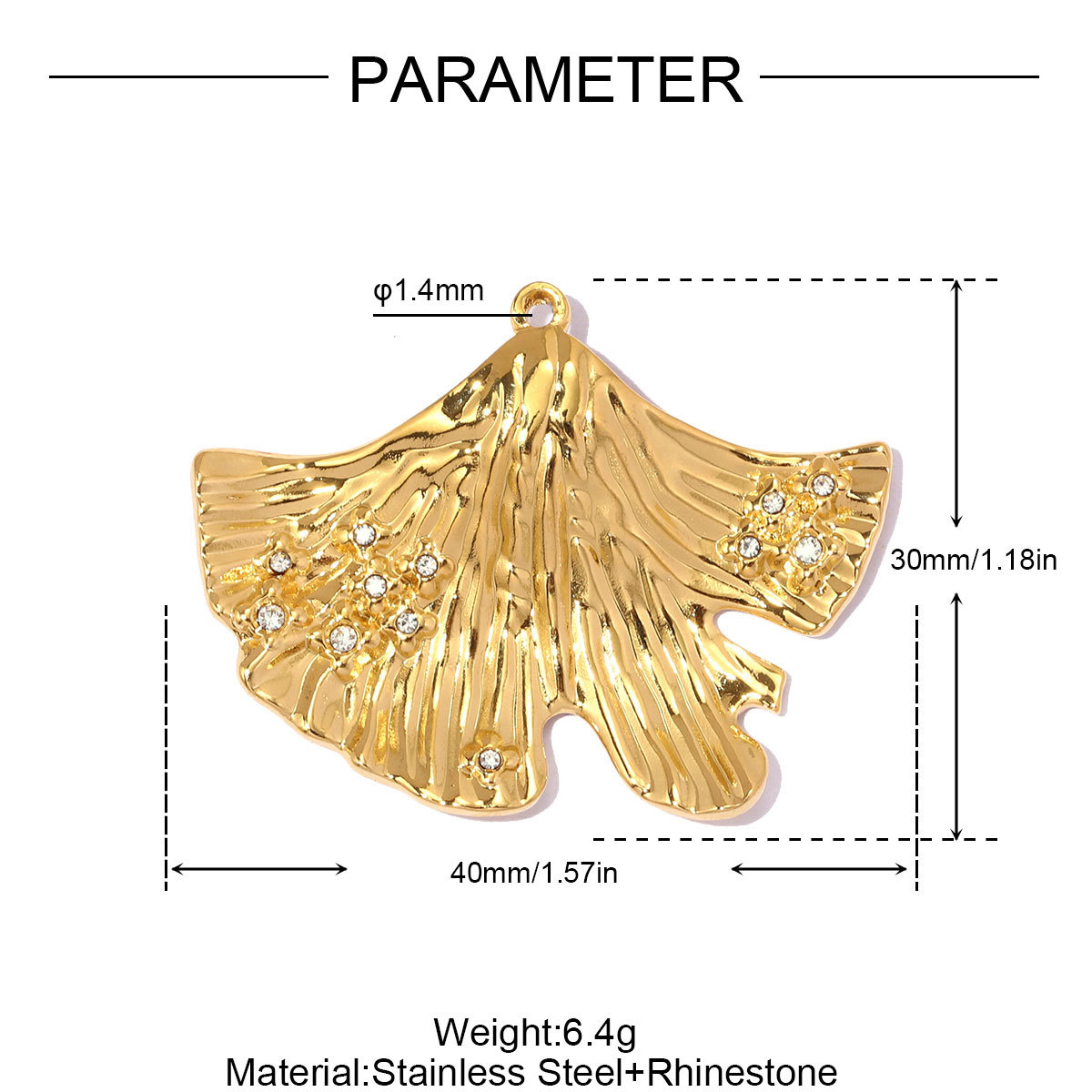 6pcs/pack Stainless Steel Enamel Flower Rudder DIY Charm Rhinestone Ginkgo Leaf Necklace Pendants Woman Heart Jewelry Wholesale
