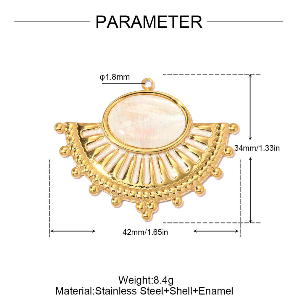 6pcs/pack French Retro Stainless Steel Holy Mother DIY Charm Pearl Ginkgo Leaf Necklace Pendant Woman Fan Heart Jewelry Wholesale