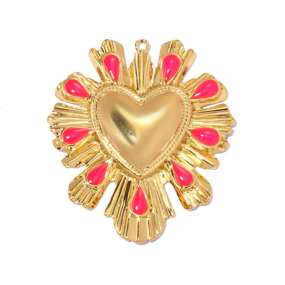 6pcs/pack French Retro Stainless Steel Holy Mother DIY Charm Pearl Ginkgo Leaf Necklace Pendant Woman Fan Heart Jewelry Wholesale