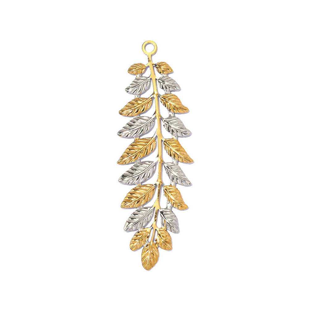 6pcs/pack French Retro Stainless Steel Holy Mother DIY Charm Pearl Ginkgo Leaf Necklace Pendant Woman Fan Heart Jewelry Wholesale