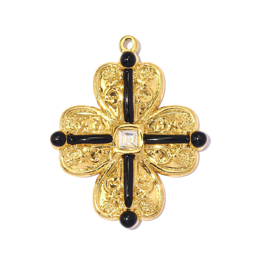 6pcs/pack Stainless Steel Sunflower Clover DIY Earring Charm Two Tone Clover Necklace Pendant Woman Love Heart Jewelry Wholesale