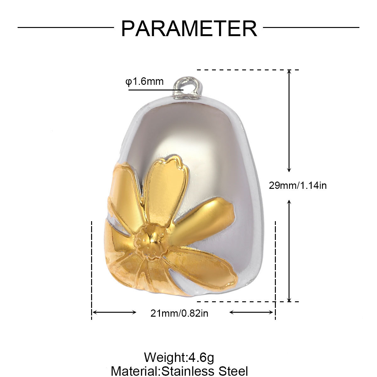 6pcs/pack Stainless Steel Sunflower Clover DIY Earring Charm Two Tone Clover Necklace Pendant Woman Love Heart Jewelry Wholesale