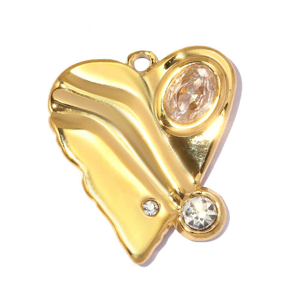 6pcs/pack Stainless Steel Sunflower Clover DIY Earring Charm Two Tone Clover Necklace Pendant Woman Love Heart Jewelry Wholesale