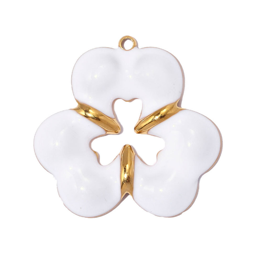 6pcs/pack Stainless Steel Sunflower Clover DIY Earring Charm Two Tone Clover Necklace Pendant Woman Love Heart Jewelry Wholesale