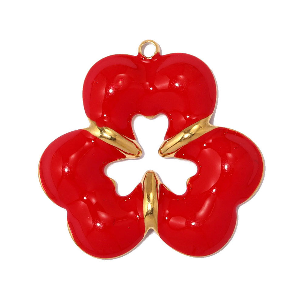 6pcs/pack Stainless Steel Sunflower Clover DIY Earring Charm Two Tone Clover Necklace Pendant Woman Love Heart Jewelry Wholesale