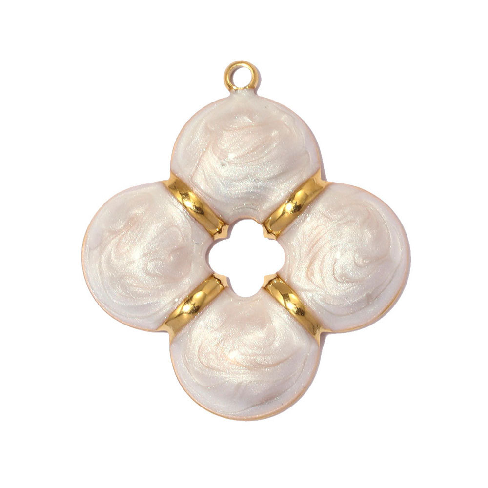 6pcs/pack Stainless Steel Sunflower Clover DIY Earring Charm Two Tone Clover Necklace Pendant Woman Love Heart Jewelry Wholesale