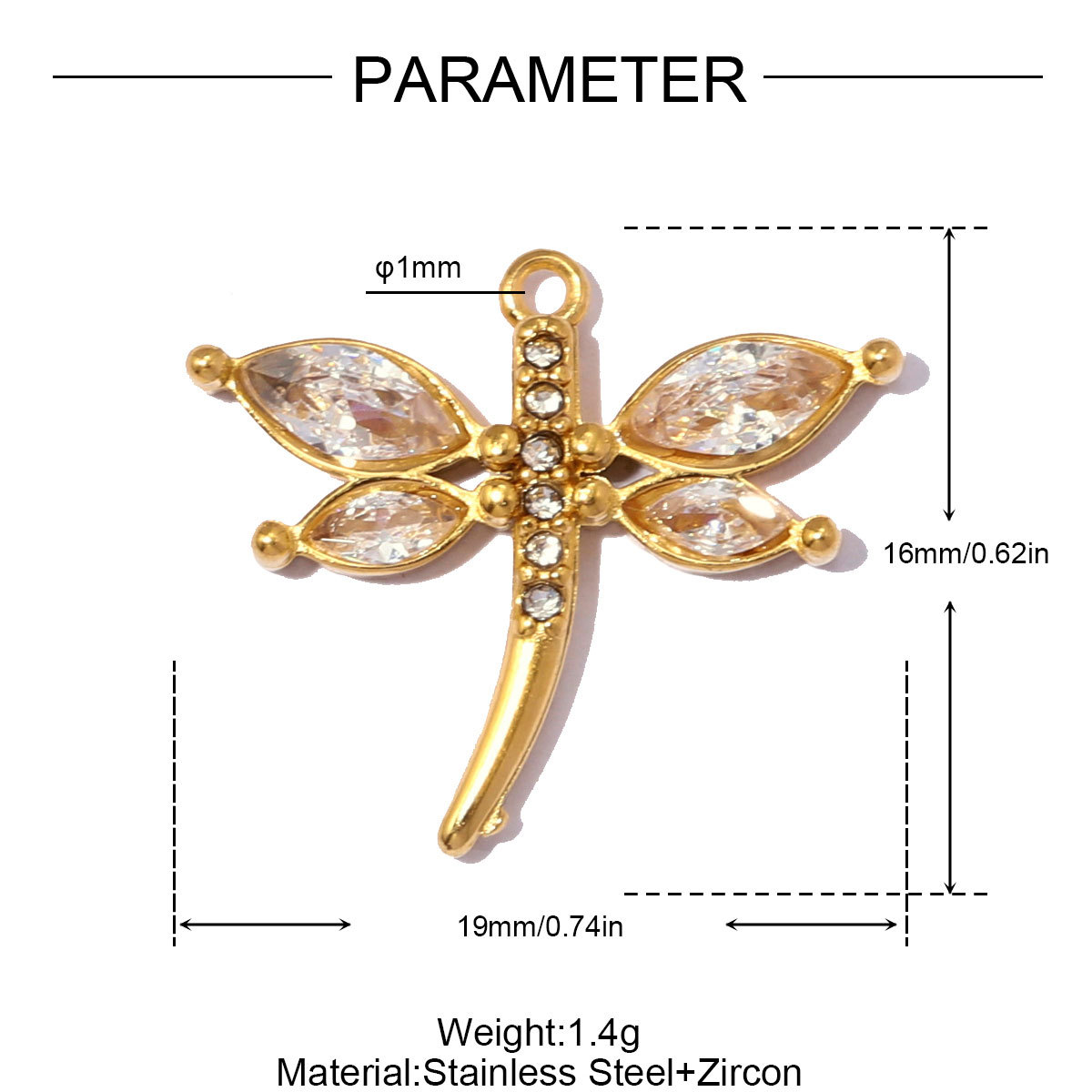 6pcs/pack Stainless Steel Zircon Dragonfly DIY Charms 3D Lipstick Panda Necklace Pendant Woman Round Earring Jewelry Wholesale