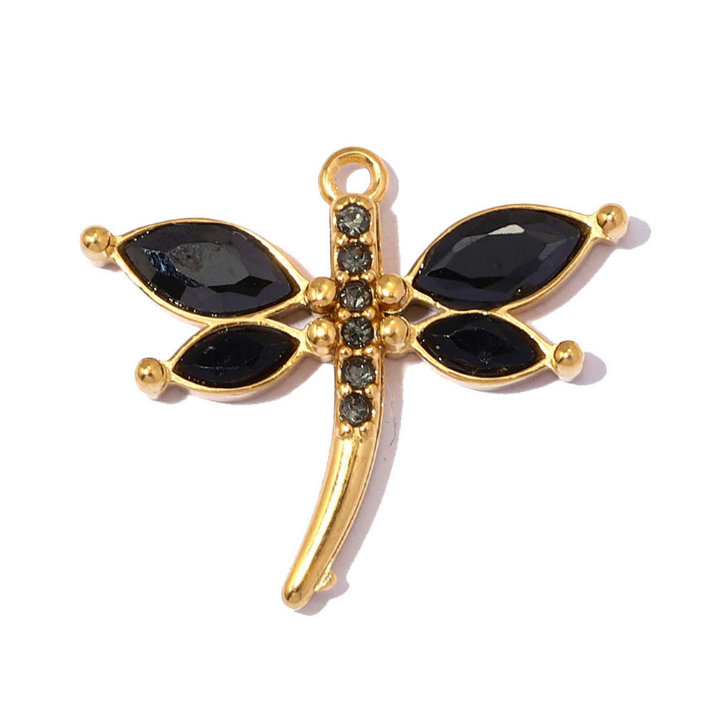 6pcs/pack Stainless Steel Zircon Dragonfly DIY Charms 3D Lipstick Panda Necklace Pendant Woman Round Earring Jewelry Wholesale
