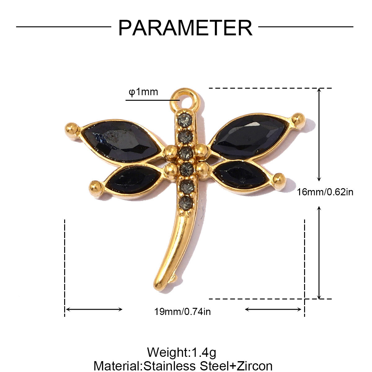 6pcs/pack Stainless Steel Zircon Dragonfly DIY Charms 3D Lipstick Panda Necklace Pendant Woman Round Earring Jewelry Wholesale
