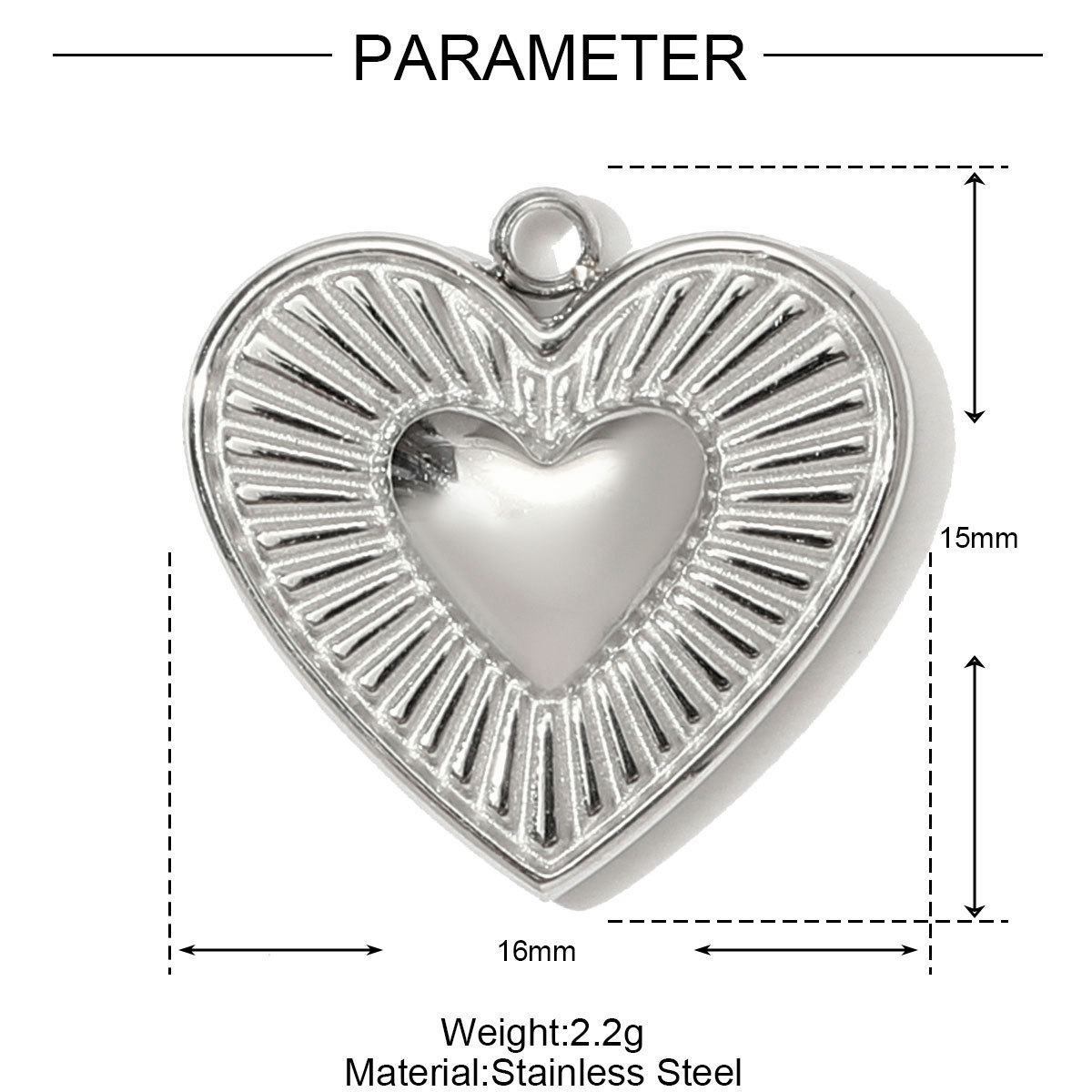 6pcs/pack Mirror Polish Heart Wing Necklace Pendant Stainless Steel Coffee Cup Hammer DIY Charm Women Baseball Cap Jewelry