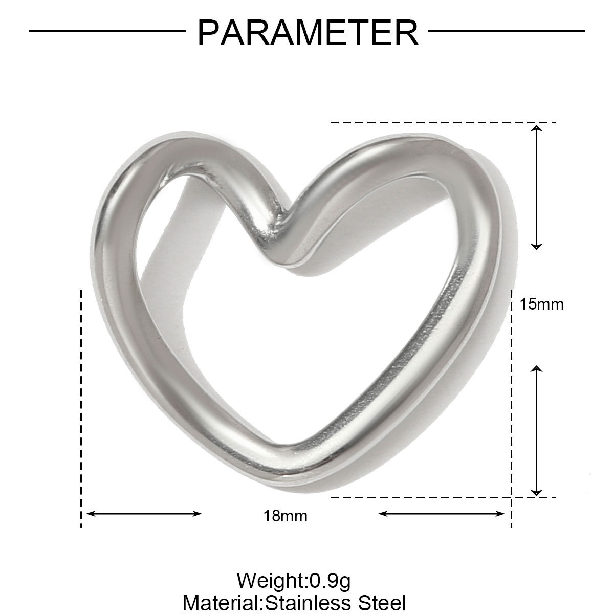 6pcs/pack Mirror Polish Heart Wing Necklace Pendant Stainless Steel Coffee Cup Hammer DIY Charm Women Baseball Cap Jewelry