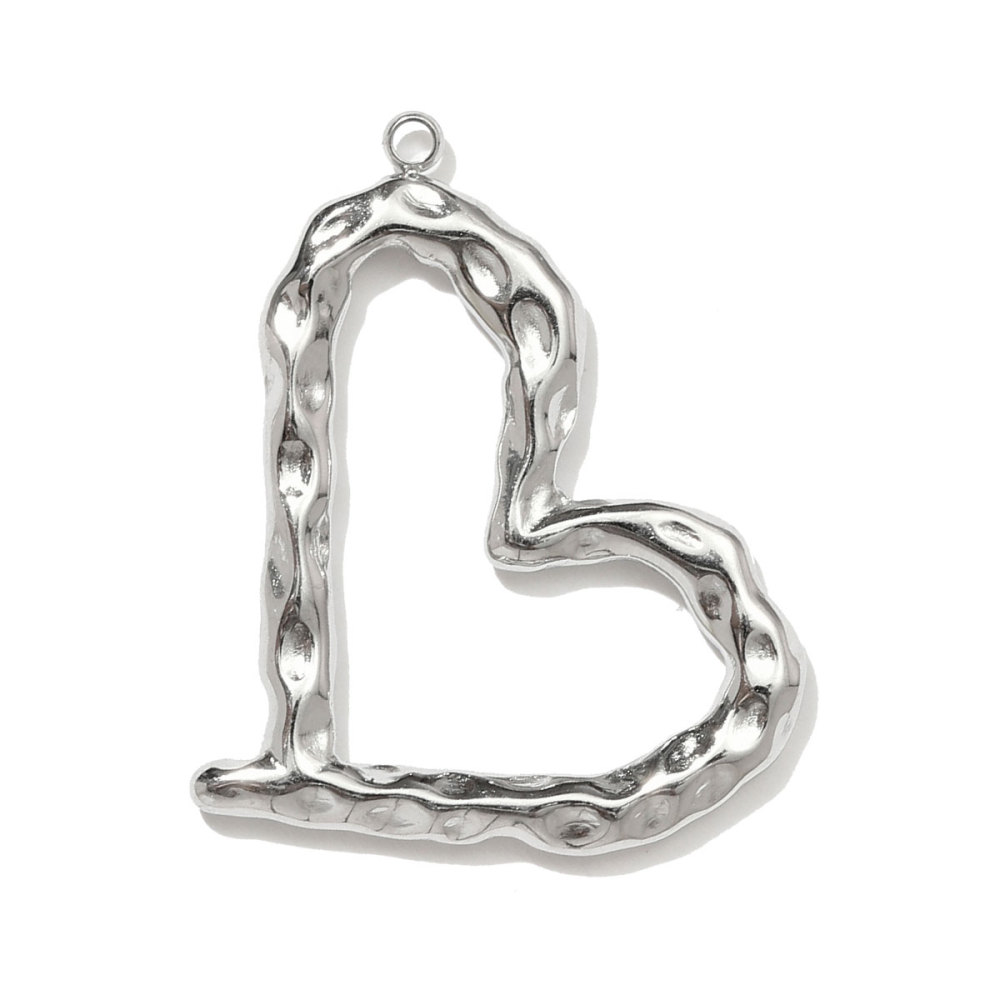 6pcs/pack Mirror Polish Heart Wing Necklace Pendant Stainless Steel Coffee Cup Hammer DIY Charm Women Baseball Cap Jewelry