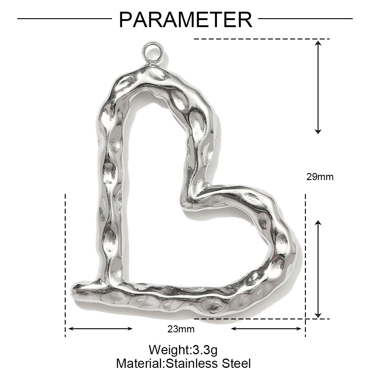 6pcs/pack Mirror Polish Heart Wing Necklace Pendant Stainless Steel Coffee Cup Hammer DIY Charm Women Baseball Cap Jewelry