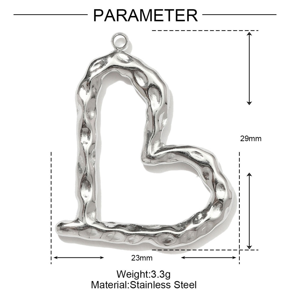 6pcs/pack Mirror Polish Heart Wing Necklace Pendant Stainless Steel Coffee Cup Hammer DIY Charm Women Baseball Cap Jewelry