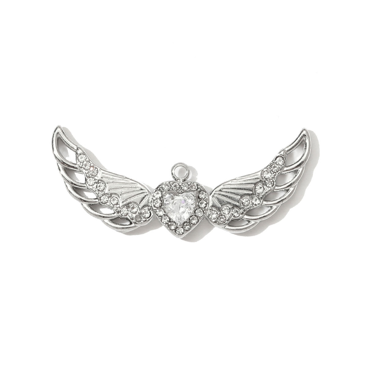 6pcs/pack Mirror Polish Heart Wing Necklace Pendant Stainless Steel Coffee Cup Hammer DIY Charm Women Baseball Cap Jewelry